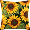 Sunflowers Needlepoint Set Throw Pillows 16x16 Inch Printed Tapestry Canvas