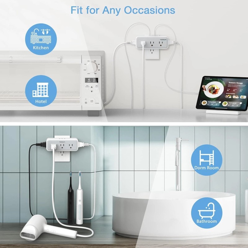 TESSAN Multi Plug Outlet Extender with 5 Outlets and 3