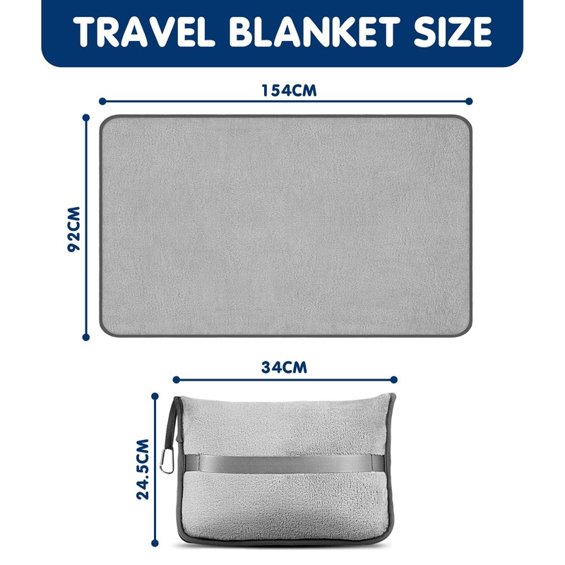 Travel Blanket and Pillow Set, 2-in-1 Blanket with Soft Pillowcase,