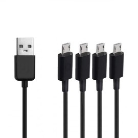 BUBUCAM Micro USB Splitter Cable, 4-in-1 Multi Micro USB Cable Charging Cord, USB to Micro USB Wire Lead, USB 2.0 Type A Male to 4 Micro USB Male Adapter Cable (3.3ft, Black) (4-in-1 Cable)