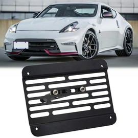 JDM Style Drill-Free Front Bumper Tow Hook License Plate Mount Bracket Holder for Nissan 370Z 09-18 Z34 GTR R35 Sentra for Infiniti G37 2Door Coupe Q60 Q50 04-17(NOT fit with Parking Sensor)