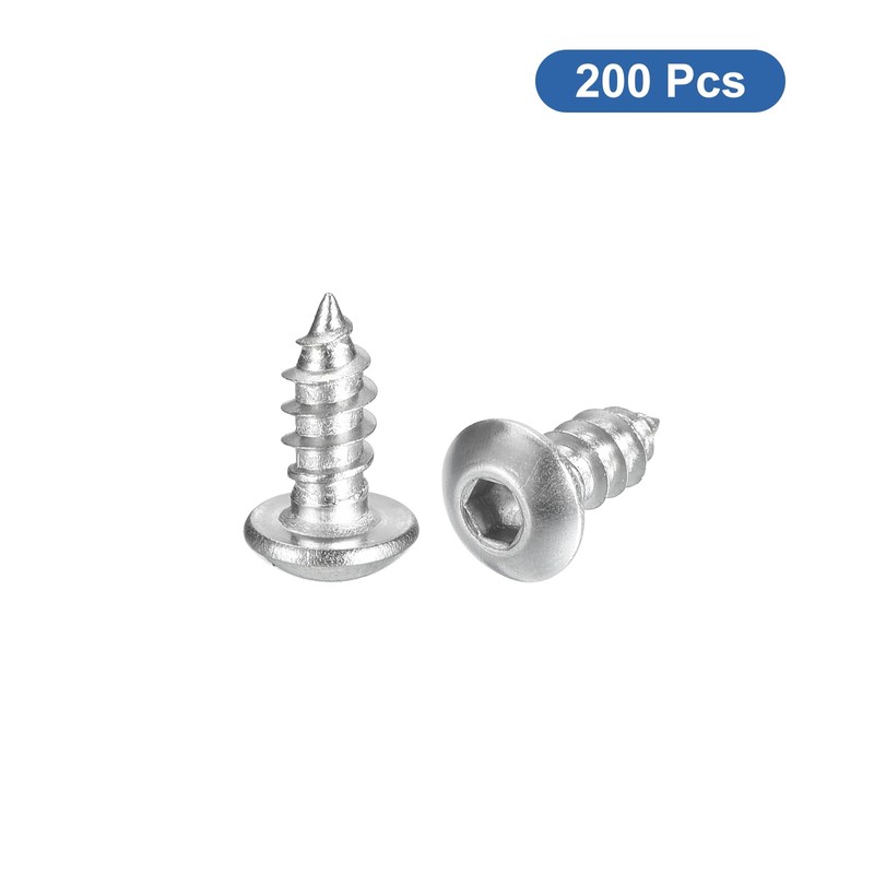 sourcing map Hex Socket Self Tapping Screws, M4 x 10mm