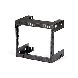 StarTech.com 8U 19" Wall Mount Network Rack - 12" Deep 2 Post Open Frame Server Room Rack for Data/AV/IT/Computer Equipment/Patch Panel w/Cage Nuts & Screws 200lb Capacity (RK812WALLO), Black