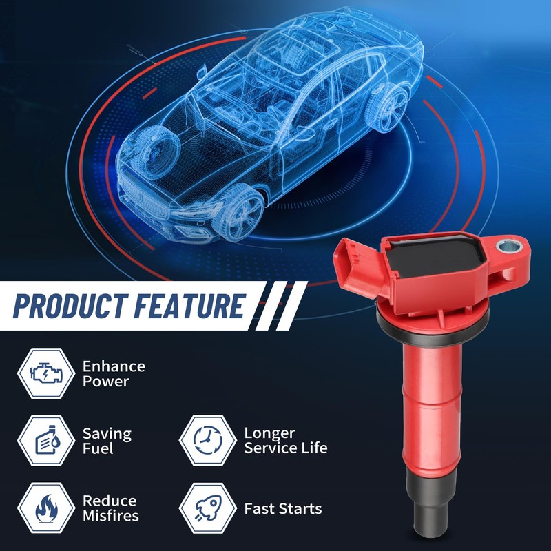 Pindex 4 Pack UF333 Ignition Coils and Iridium Spark Plug