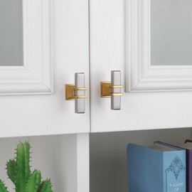 Haliwu 10 Pack Brushed Nickel Cabinet Knobs T-bar Silver&Gold Kitchen Handles Dresser Drawer Hardware