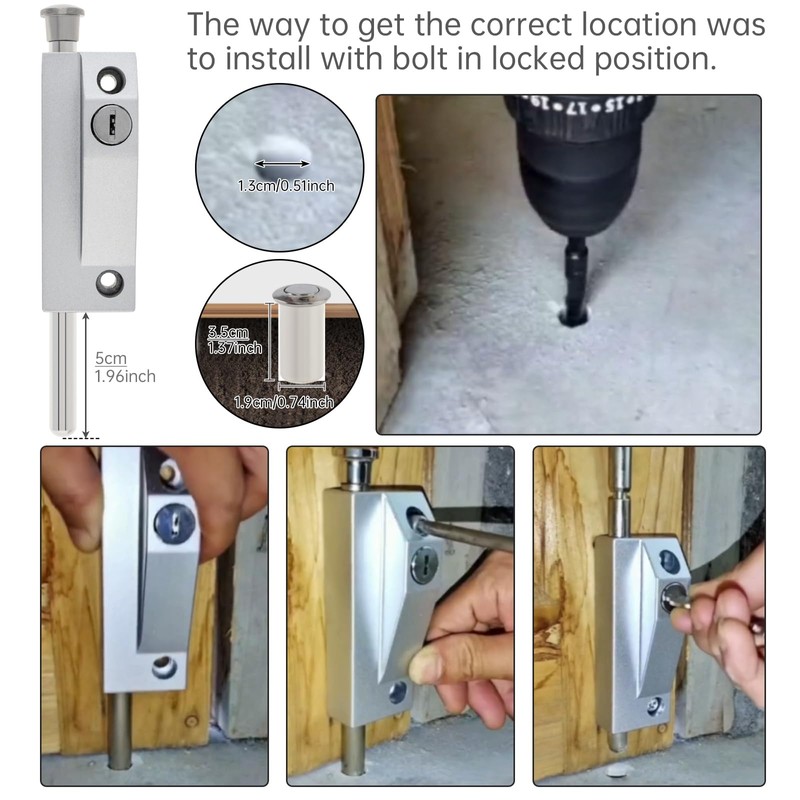 Sliding Patio Door Lock with 2 Keys,Keyed with Bolt Lock,Silver