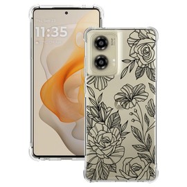 Solanaluna Design for Moto G Stylus 5G 2024 Case: Clear with Design Soft TPU Four Corners Against Falls Shock Absorption Slim Embossed Pattern Protective Back Cover（Roses）