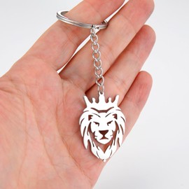 Amaxer Stainless Steel Cute Origami Keyring Geometric Hollow Out Animal Keychain for Unisex Animal Lover (Lion)