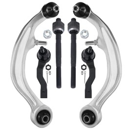 Detroit Axle - 6pc Front End Control Arms Kit for 03-07 Infiniti G35, 03-09 Nissan 350Z, 2 Lower Rearward Control Arms w/Ball Joint 4 Tie Rods 2003 2004 2005 2006 2007 Replacement