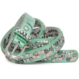 styleBREAKER narrow studded belt with multi-colored rivets in vintage style, shortenable 03010044, size:90cm, color:Antique-Mint