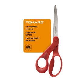 Fiskars All-Purpose Left-Handed Scissors, Gifts for Mom, Ergonomically Contoured, Stainless Steel, 8", Red