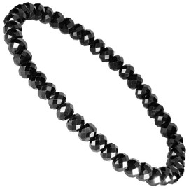 Shinjuku Gin no Kura, Highest Grade Natural Black Spinel, Diamond-Cut Bracelet, 0.2 inches (5 mm), Length 7.1 - 7.5 inches (18 - 19 cm), Medium - L Size, Natural Stone, Simple, Stone, Approx. 7.5