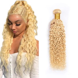 Blonde Kinky Curly Bundle 613 Human Hair Bundle Brazilian Remy Human Hair Bundle Hair Extensions For Black Women Curly Wave Human Hair Bundle 26 Inch Double Weft 613 Bundle