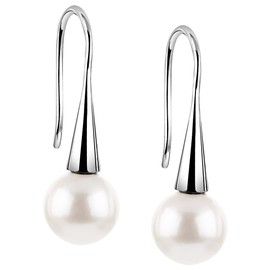 Nenalina Women's Drop Earrings 8 mm and Shell Pearl Glossy Surface, made of 925 sterling silver, 722165-046