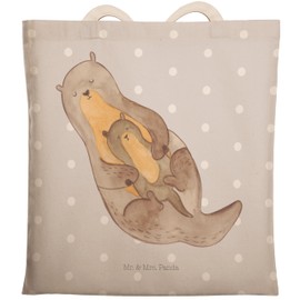 Mr. & Mrs. Panda Otter with Child Shopping Bag, gray