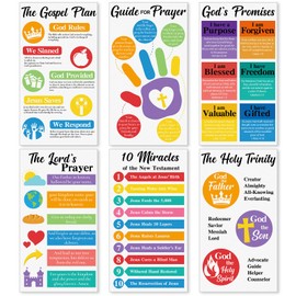 Feifeiya 6 Pcs Christian Bible Posters Preschool Faith Posters Faith Classroom Bulletin Board Religious Scripture Wall Decor for Classroom Church Sunday School Vbs Nursery Bedroom Home Decor