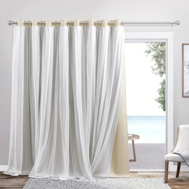 Exclusive Home Catarina Layered Room Darkening Blackout and Sheer Grommet Top Patio Curtain Panel, 100"x84", Sand