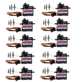 10 Pcs MG90S 9g Micro Servo Motor Kit, Metal Gear Small Servo for RC Car Robot Helicopter & Airplane Applications(10pcs MG90S)