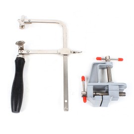 Jewelers Saw Frame Set, Professional Jewelry Making Kit with Blades Mini Bench Vise with Clamp Making DIY Craft Tool for Cutting Gold Silver Copper Jewelry Home and Workbench