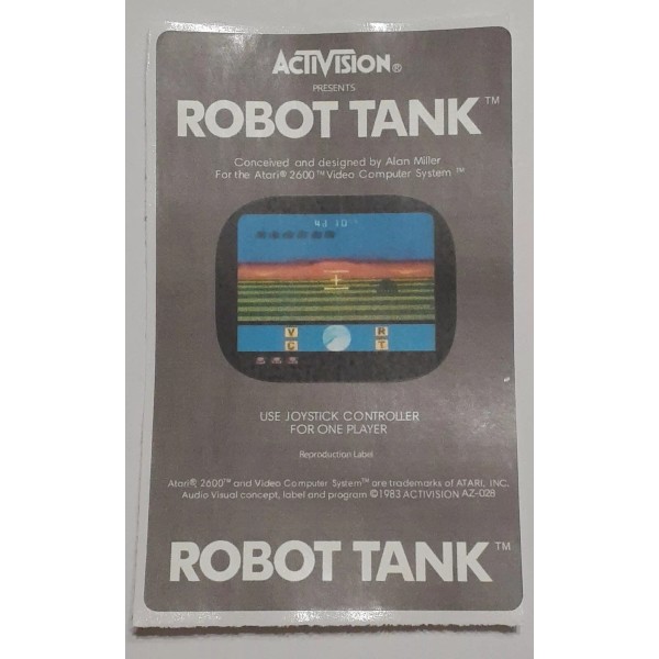 Replacement Atari 2600 Activision Robot Tank Label Machine cut