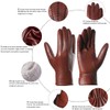 Harssidanzar Leather Gloves For Mens Comfort Cashmere Lined Gloves GMUK006,Cognac,Size