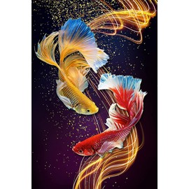 BetterJonny Diamond Painting, 5D Diamond Art Koi Diamond Painting Cross Stitch Handmade DIY Craft Kit 30x50cm