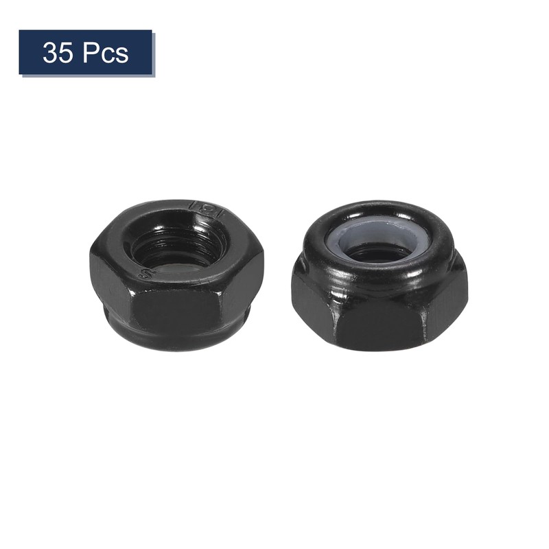 sourcing map 35Pcs M6 x 1 Nylon Insert Hex Lock