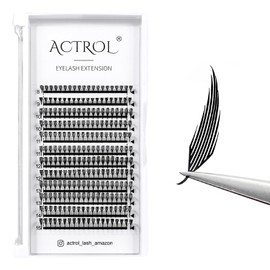 ACTROL Premade Manga Eyelash Spire Anime False Extension Lashes Volume Fluff Natural Cat Eye Lashes Tray(8-15Mix-D Curl)
