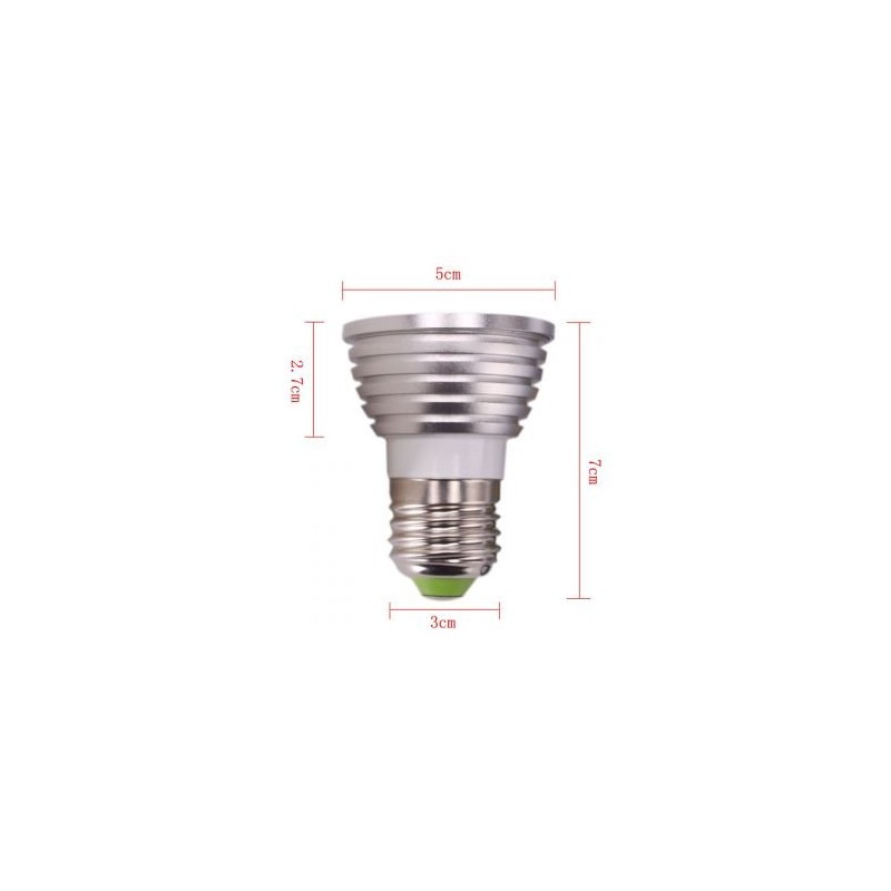 Foco Led Rgb 16 Colores 3w Base E27 Control Remoto