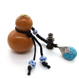 XYwsh Handmade Open Gourd Pendant Blue Pendant Chinese Knot Keychain, Refined Natural Open Gourd Ornaments for Home, Bedroom, Car and Office Decoration