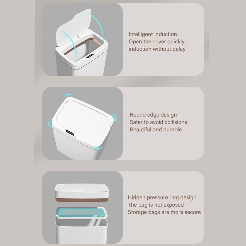 Automatic Bathroom Trash Bin, 18L Waterproof Motion Sensor Bathroom Bins