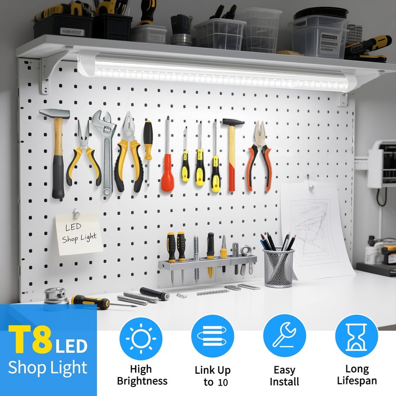 CNSUNWAY 2FT LED Shop Light, 24W 5000K 3600LM Super Bright,