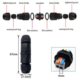 IP66 Junction Box, CTRICALVER 5 Pack Waterproof Cable Connector, 2 Pole Outdoor Cable Connector, Wire Connector, Suitable for Outdoor Cable Diameter 5-10mm, Junction Box Waterproof