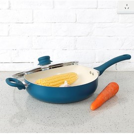 Ceramic Aluminum Nonstick Jumbo Cooker, Aluminum Body, Riveted Handle, 12 inch