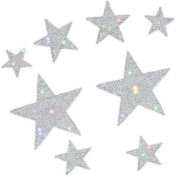 8 Pieces Crystal Car Stickers Bling Rhinestone Star Decals Self-Adhesive Car Stickers Auto Emblem Decals Stickers Decoration for Cars Bumper Window Laptops Luggage