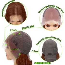 36 Inch Reddish Brown Lace Front Wigs Human Hair 13×6 HD Lace Body Wave Aubrun Brown Front Wig Pre Plucked Red Human Hair Colored Wig 180% Density