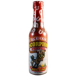 ASS KICKIN' Scorpion Pepper Hot Sauce - 5 oz - 6 Pack - Gourmet Hot Sauce for Chicken Wings and Breakfast Burritos–Perfect Stocking Stuffers or Christmas Gifts for the Hot Sauce Fan-Try if you Dare!