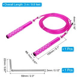 PATIKIL Jump Rope for Fitness, Speed Skipping Rope Adjustable Jumping Rope Ball Bearing Swivel Aluminium Alloy Handle with Wrench for Aerobic Exercise, Pink