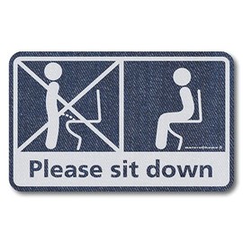 Mavre at Home Sitting Toilet Sticker, No Standing Sit, Sit, Etiquette Sticker (Denim Style)