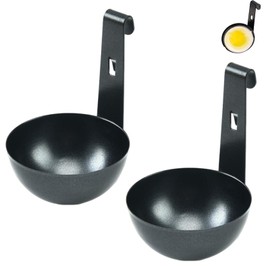 2 PCS Poached Egg Pan, Egg Poacher, Egg Poacher Pan, Round Egg Cooker Stainless Steel Egg Rings Cooker With Anti-Scald Handle, Perfect Boiled Eggs for Kitchen Tool (Black)