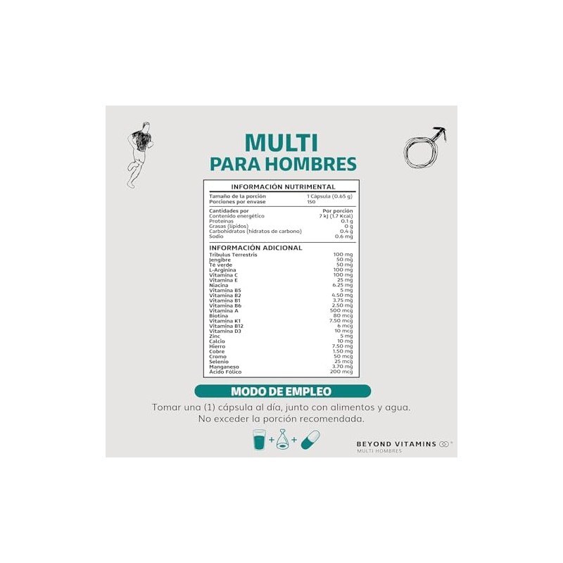 Multi Vitaminas para Hombres Vitaminas A B1 B2 B3 B5