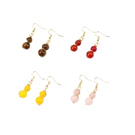 4 Pairs Set Beaded Dangle Earrings Chakra Earrings Healing Crystal Drop Earrings Trendy Colorful Gemstone Earrings Jewelry Gifts for Women - Set 2