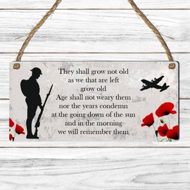 Remembrance Plaque - "They Shall Grow Not Old" Commemorative Memorial Sign - Ideal for Honouring Veterans and Fallen Heroes