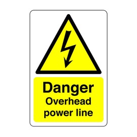 Safety First Display LTD Danger overhead power line sign - 1.2mm Rigid plastic for indoor/outdoor usage (300mm x 200mm) Viewing Distance within 7m.