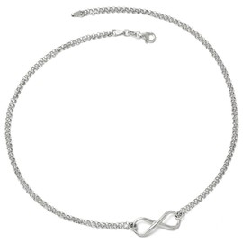 Solid 925 Sterling Silver Infinity Love Knot Symbol Symbol Pendant Necklace Charm Chain - with Secure Lobster Lock Clasp 18"