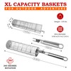 ORIGINAL Rolling Grill Basket Set of 2 w/Detachable Handle. Stainless