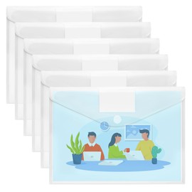 SUNEE 6 Pack Plastic Envelopes, Clear Folders for Document for A4 Letter Size, Poly File Folders with Label Pockets for School Home Office Organizer Work Supplies