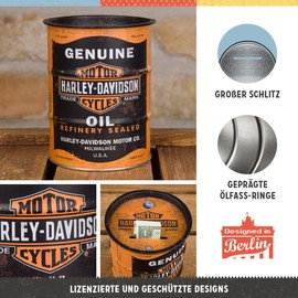 Nostalgic-Art Retro Money Box 600ml Harley Davidson - Genuine Oil - Gift Idea for Bikers Metal Piggy Bank Vintage Tin Money Box