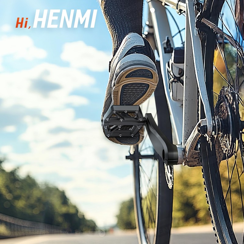 HENMI Bicycle Pedals 9/16 Inch [Nylon] with Non-Slip Nails, Pedals