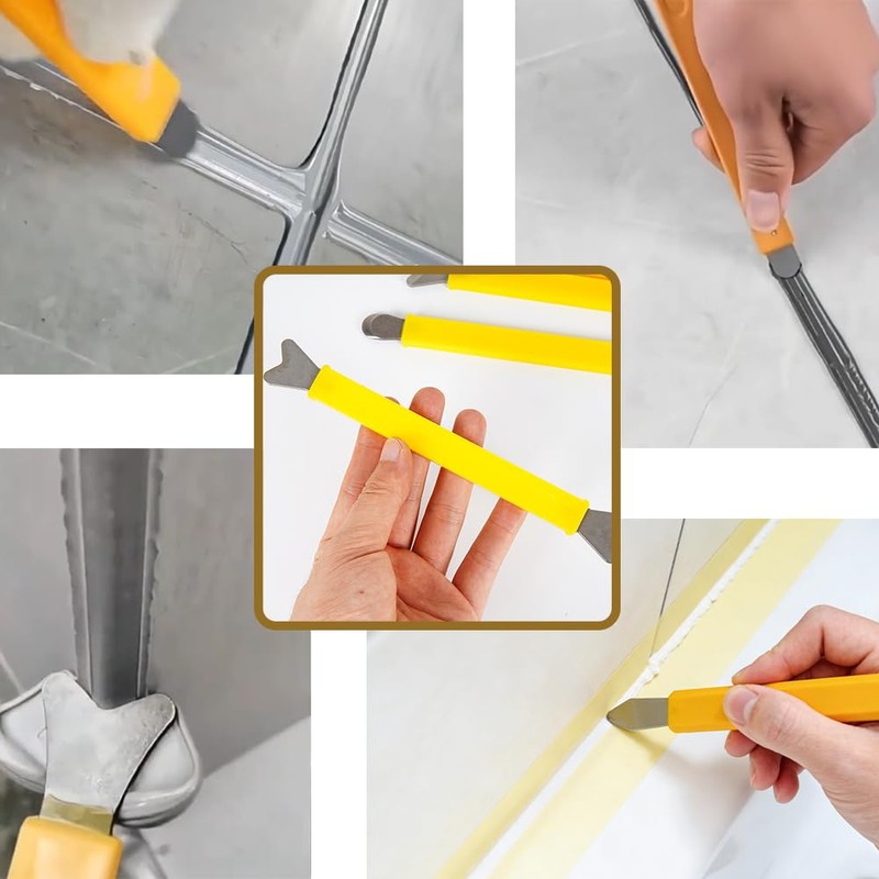 ChenShuo Sealant Finishing Tool Set,Stainless Steelhead Grout Residue Scraper,Caulk Finishing